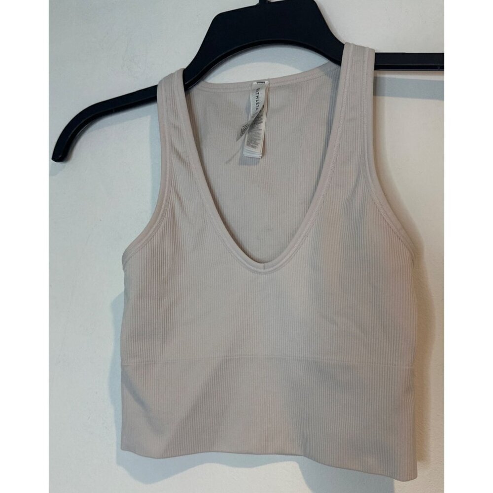 Athleta Cropped Sports Bra XXS Ivory Lightweight Support Breathable Fit gym